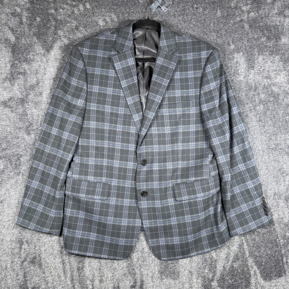 Lauren Ralph Lauren Mens 42S Plaid Blazer Grey Blue Stretch Sport Coat 42 Short